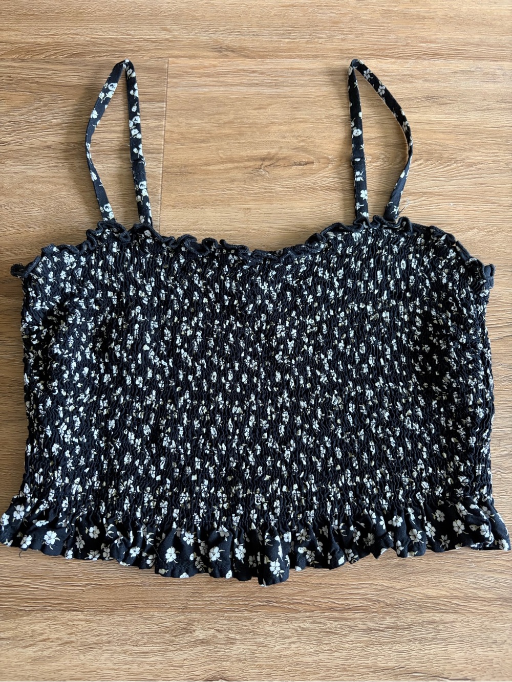 Hollister Black Floral Cropped Tank Top